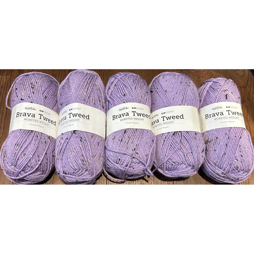 Knit Picks Brava Tweed Worsted Weight Yarn Lilac 5 Skeins 1090 Yards Total